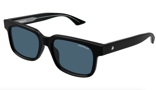 Montblanc MB0383S-003 Matte Black Square Sunglasses Effortless Minimalism