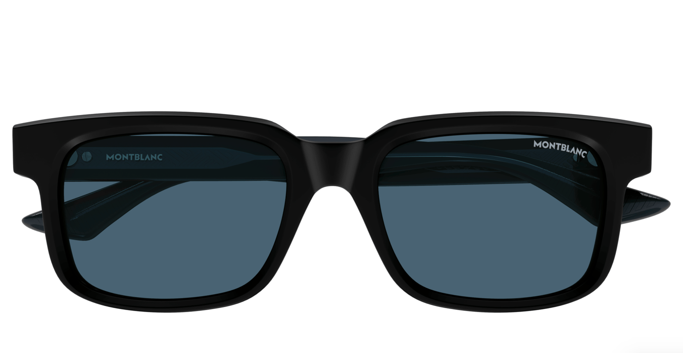 Montblanc MB0383S-003 Matte Black Square Sunglasses Effortless Minimalism