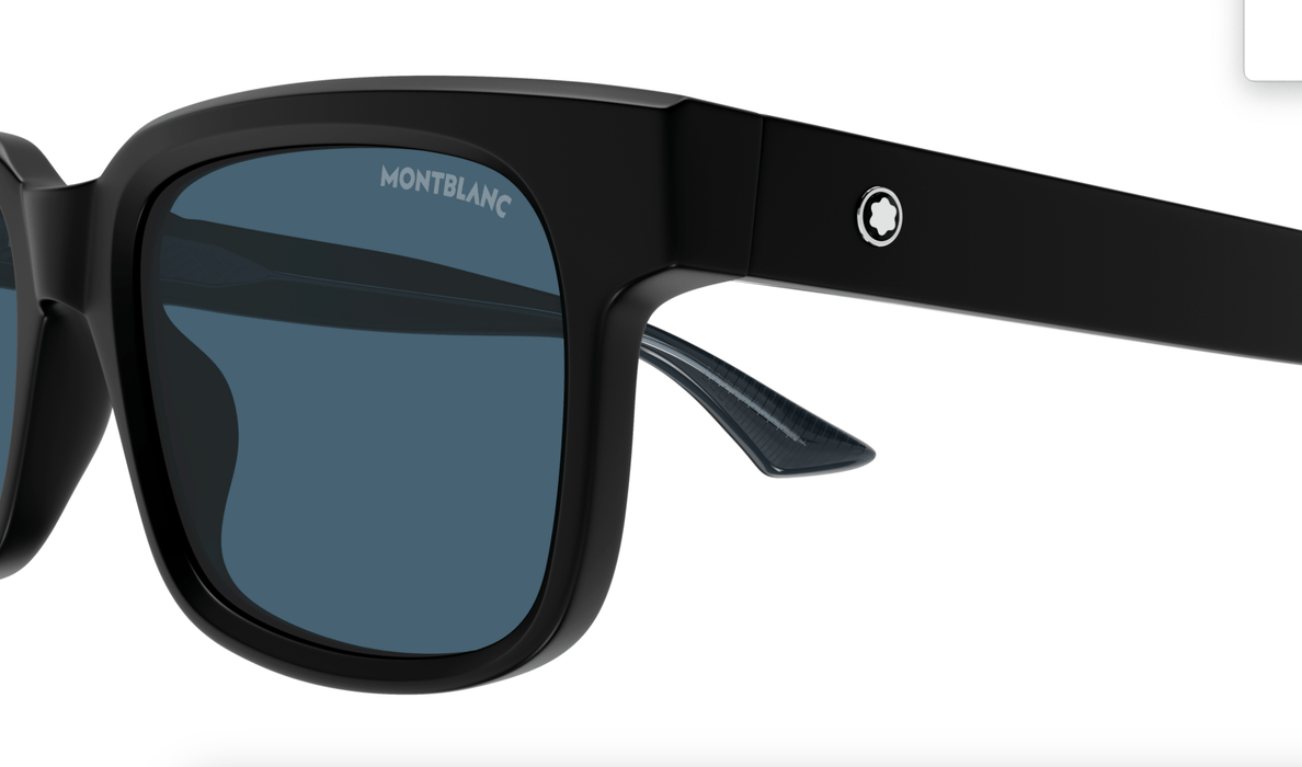 Montblanc MB0383S-003 Matte Black Square Sunglasses Effortless Minimalism