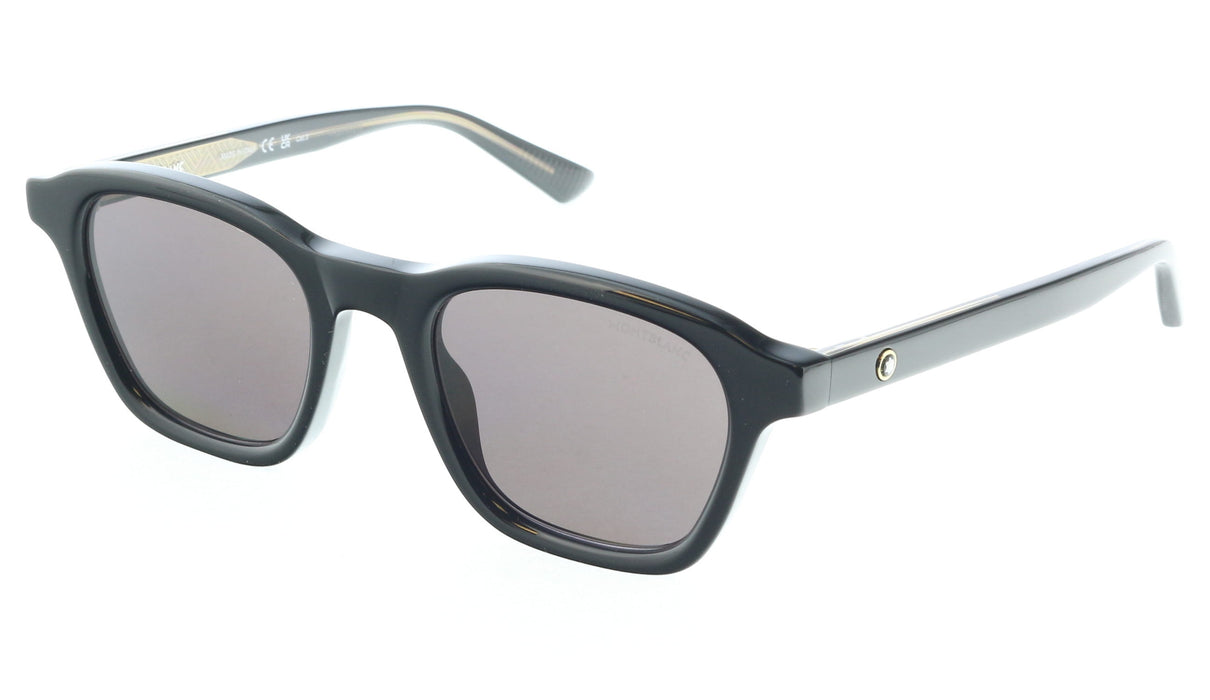 Montblanc MB0384S-001 Black Square Sunglasses Rounded and Refined