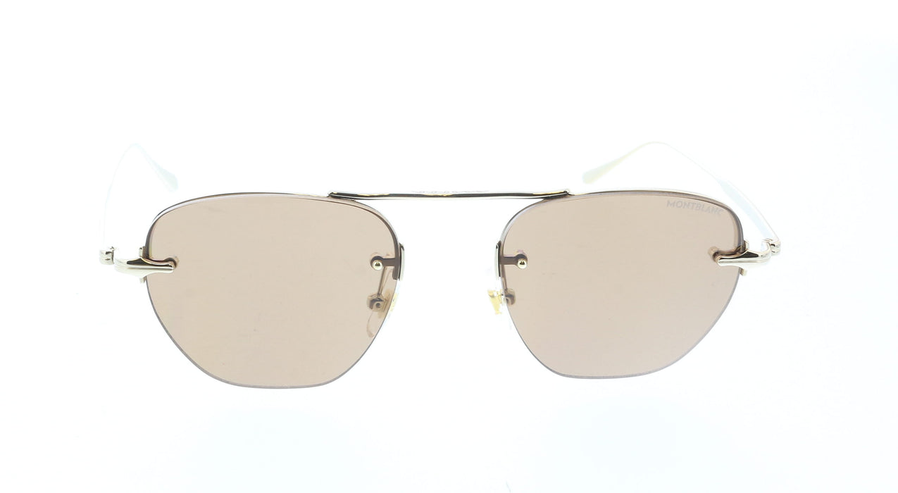 Montblanc MB0404S-002 Gold Rimless Sunglasses Brown Gradient Lenses