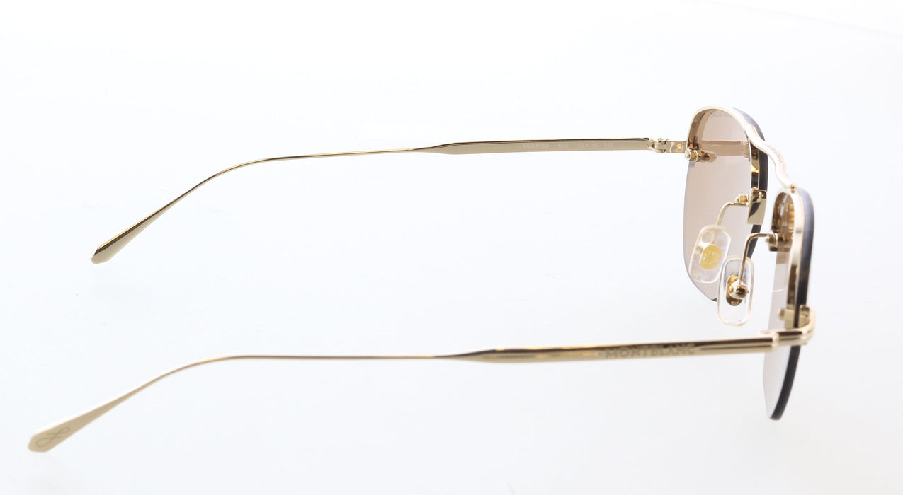 Montblanc MB0404S-002 Gold Rimless Sunglasses Brown Gradient Lenses