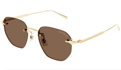 Montblanc MB0405S-002 Gold-Toned Sunglasses Warm Square-Round Lenses