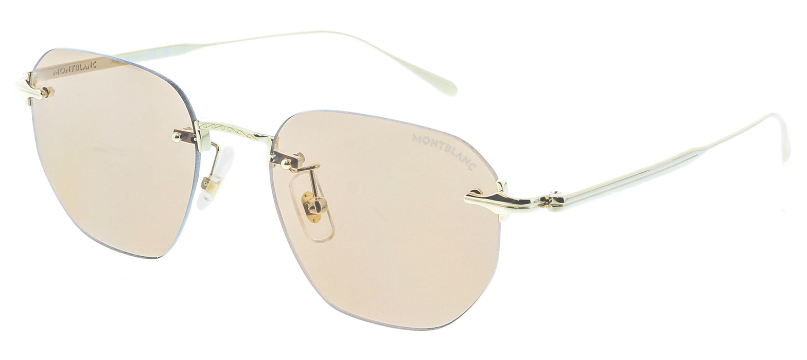 Montblanc MB0405S-002 Gold-Toned Sunglasses Warm Square-Round Lenses