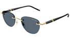 Montblanc MB0412S-001 Gold Frame Sunglasses Elegant Blue Lens Look