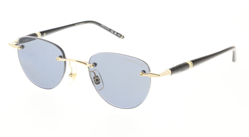 Montblanc MB0412S-001 Gold Frame Sunglasses Elegant Blue Lens Look
