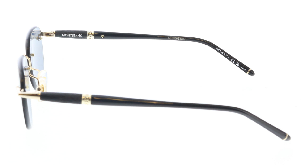 Montblanc MB0412S-001 Gold Frame Sunglasses Elegant Blue Lens Look