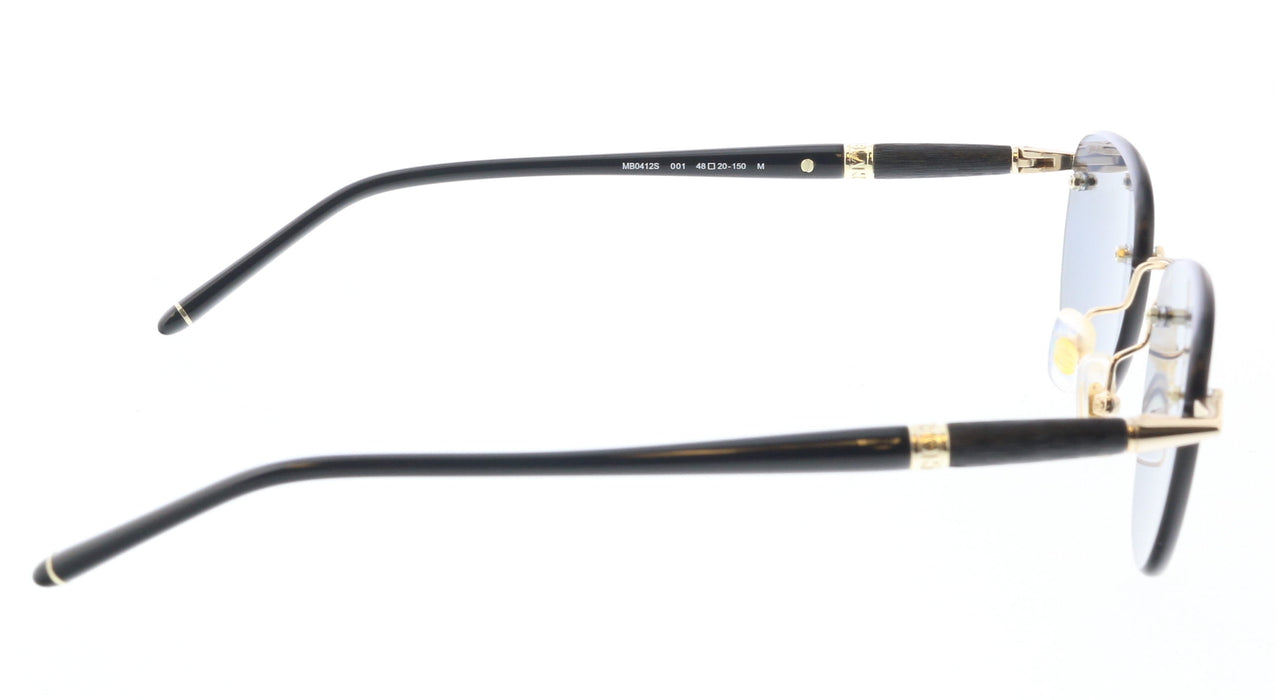 Montblanc MB0412S-001 Gold Frame Sunglasses Elegant Blue Lens Look