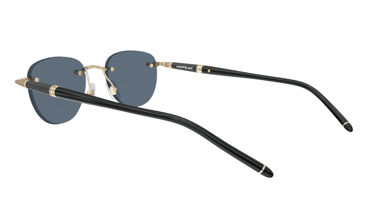 Montblanc MB0412S-001 Gold Frame Sunglasses Elegant Blue Lens Look