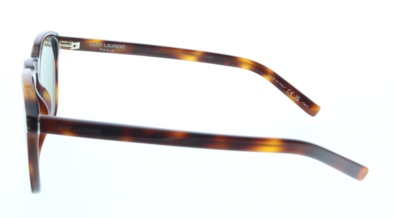 Saint Laurent SL 818-002 Timeless Tortoise Round Sunglasses with Olive Green
