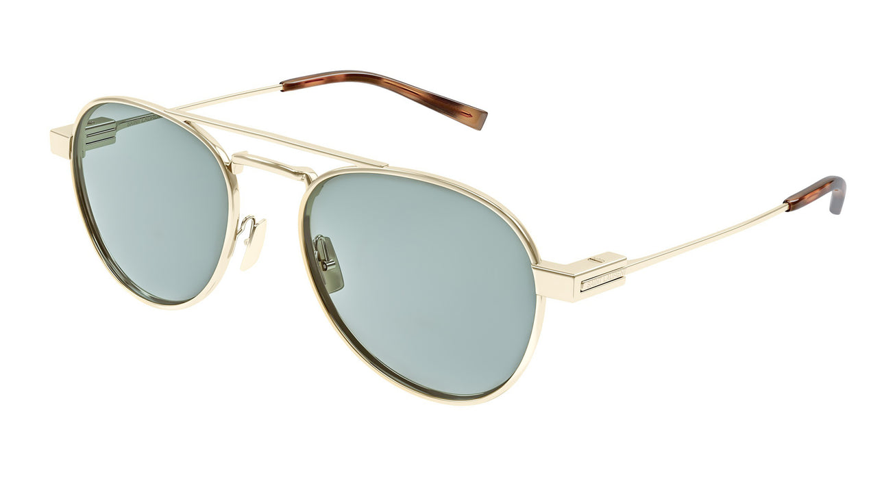 Saint Laurent SL 708 003 Mens Sunglasses Gold Metal Frame with Green Lenses