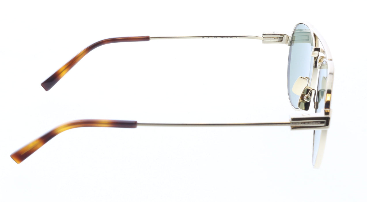 Saint Laurent SL 708 003 Mens Sunglasses Gold Metal Frame with Green Lenses