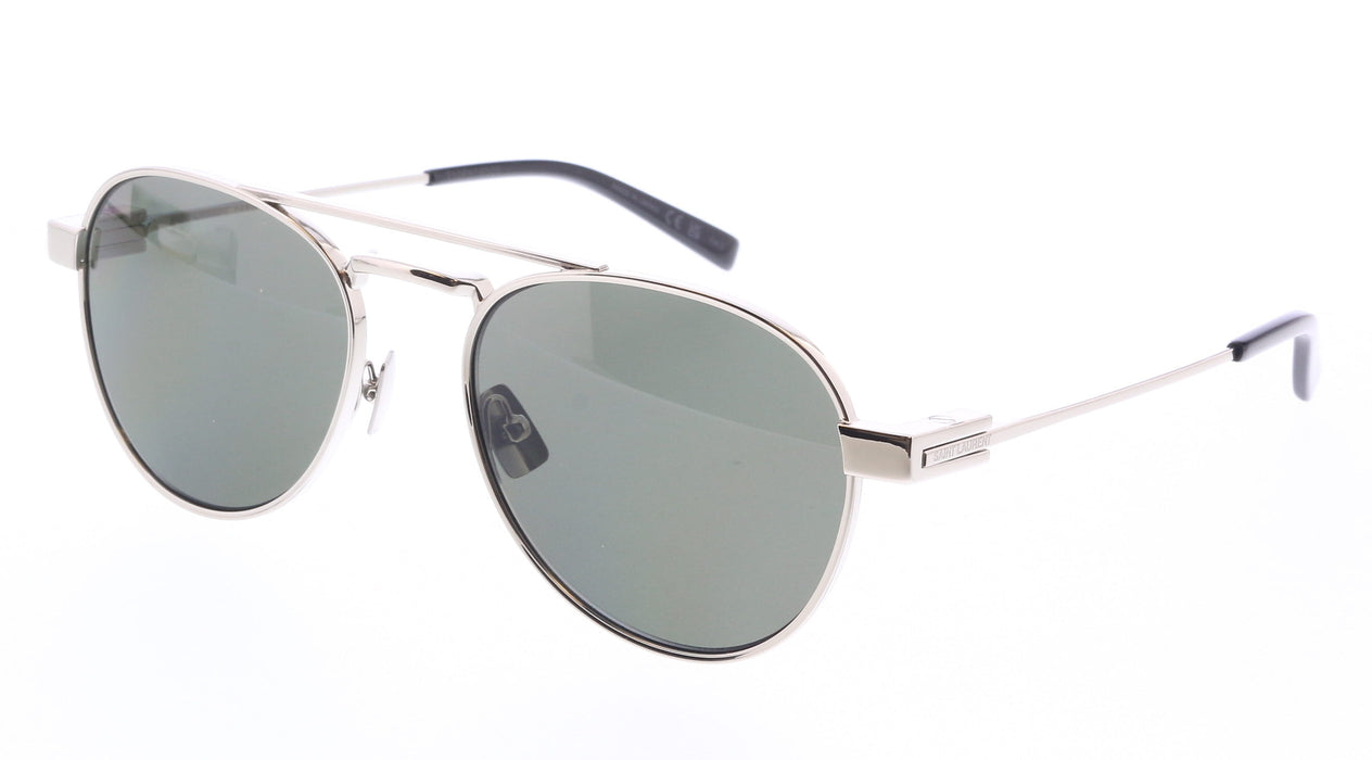 Saint Laurent SL 708 002 Mens Sunglasses Silver Metal Frame with Grey Lenses
