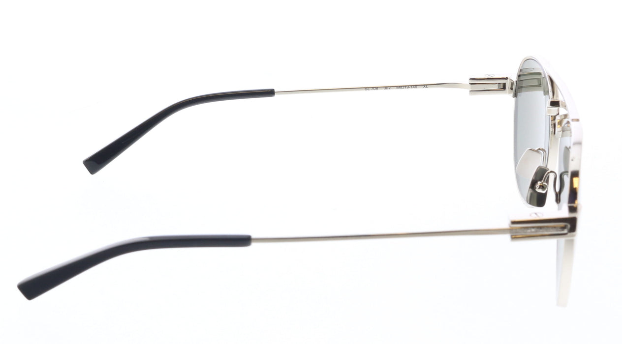 Saint Laurent SL 708 002 Mens Sunglasses Silver Metal Frame with Grey Lenses