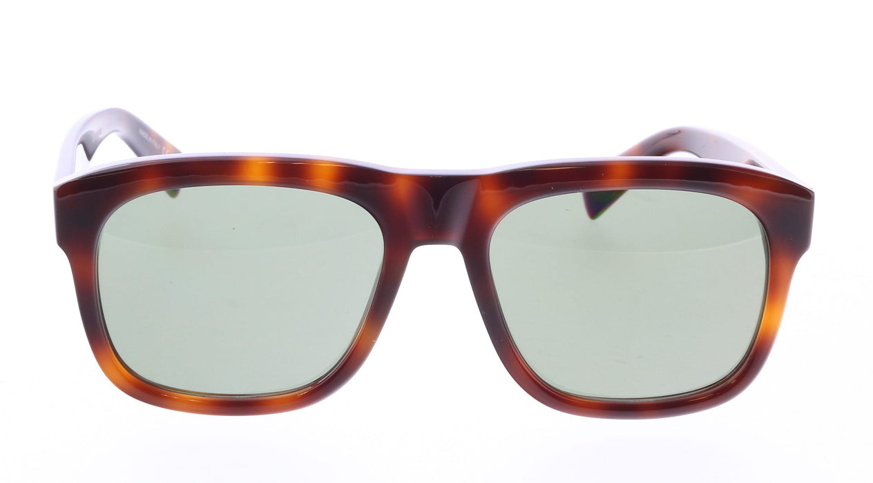 Saint Laurent SL 558-011 Havana Square Sunglasses with Green Lenses