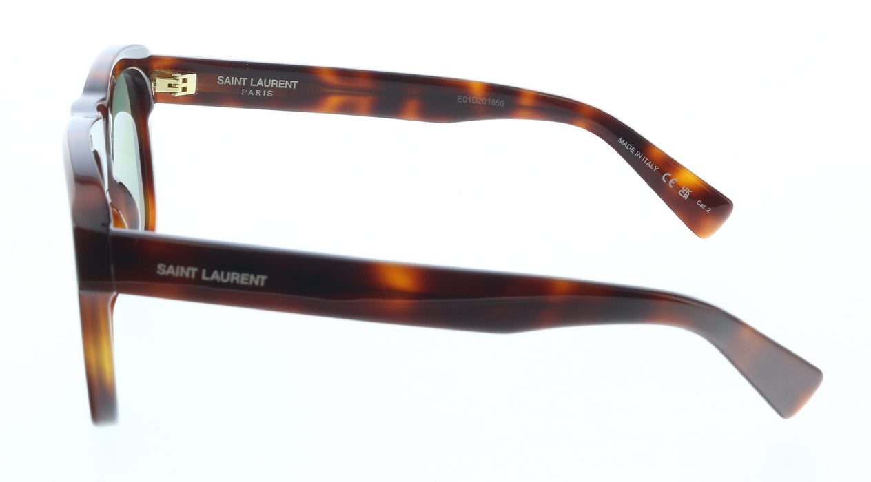 Saint Laurent SL 558-011 Havana Square Sunglasses with Green Lenses