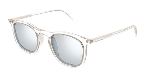 Saint Laurent SL 623-004 Beige Acetate Square Sunglasses with Silver Mirror Lenses