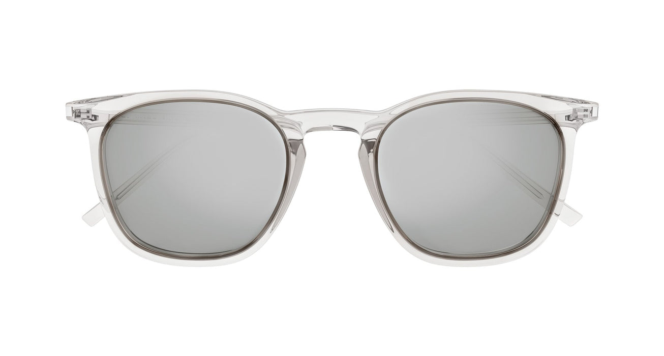 Saint Laurent SL 623-004 Beige Acetate Square Sunglasses with Silver Mirror Lenses