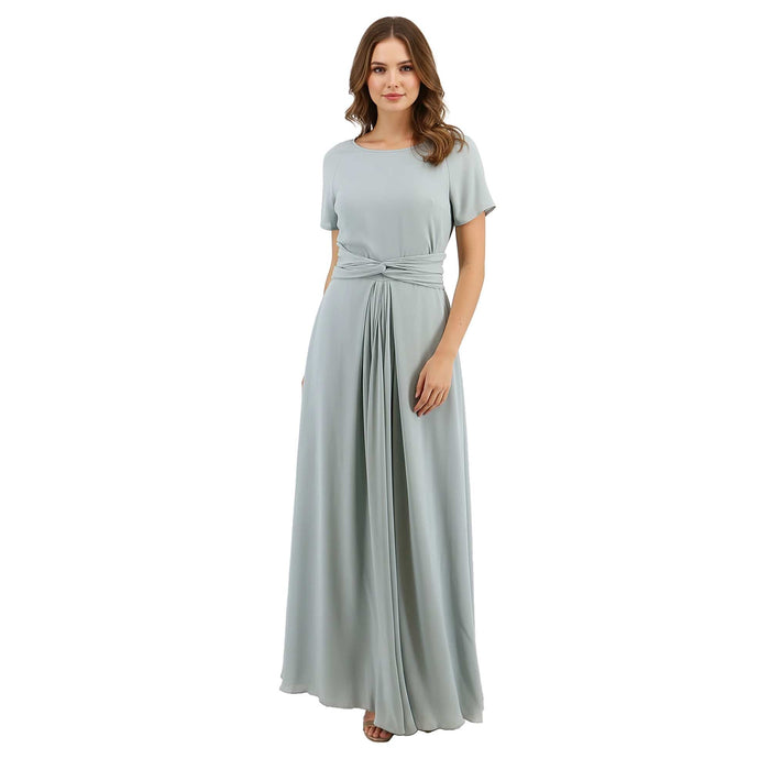 Emporio Armani Chiffon Silk  Seafoam Green Short Sleeve Gown