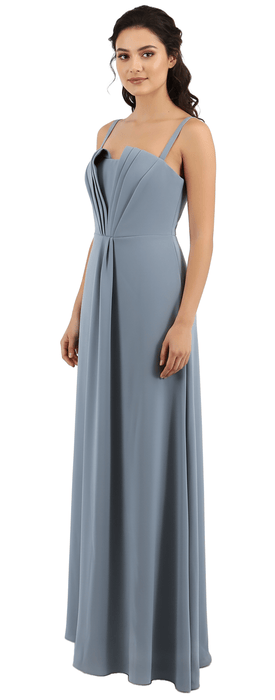 Emporio Armani Blue Grey Pleated Bodice Floor-Length Evening Gown-IT40