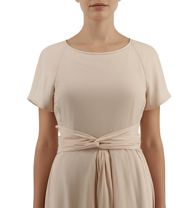 Emporio Armani Chiffon Silk  Light Peach Short Sleeve Gown
