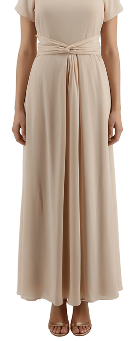 Emporio Armani Chiffon Silk  Light Peach Short Sleeve Gown