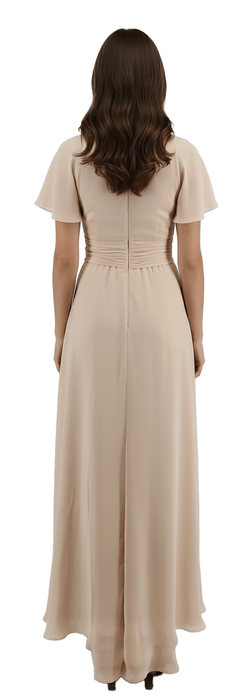 Emporio Armani Chiffon Silk  Light Peach Short Sleeve Gown