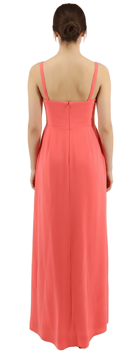 Emporio Armani Coral Pleated Bodice Floor-Length Evening Gown