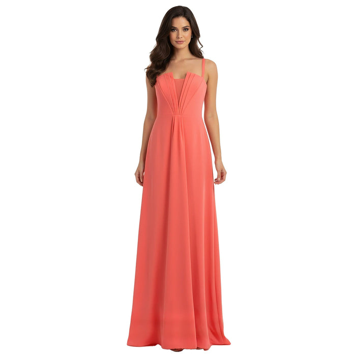 Emporio Armani Coral Pleated Bodice Floor-Length Evening Gown