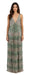 Emporio Armani Grey and Green Sequin Embellished Deep-V Silk Evening Gown