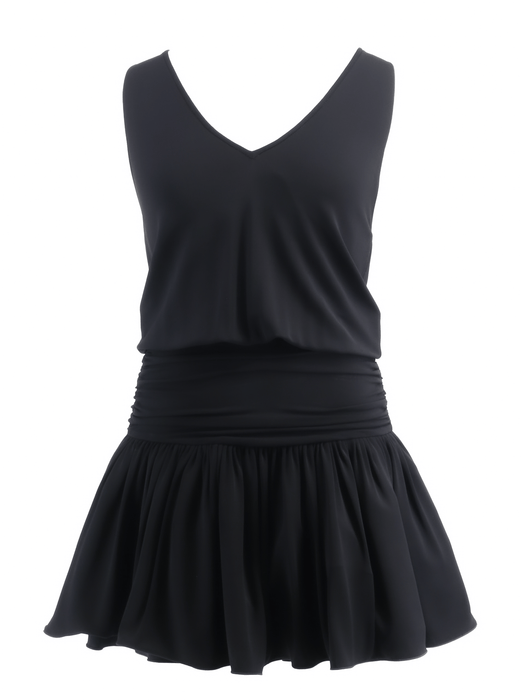 Emporio Armani Black Jersey V-Neck Drop-Waist Mini Dress-IT40