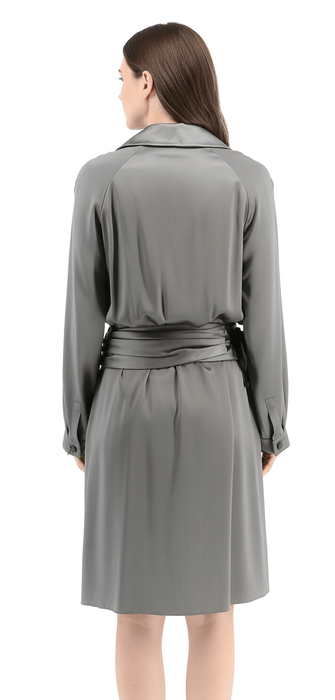 Emporio Armani Olive Grey Silk Wrap Mini Dress with Sash Waist-IT42
