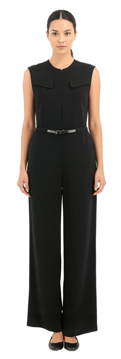 Emporio Armani Black Sleeveless Belted Jogger-Leg Jumpsuit-IT40