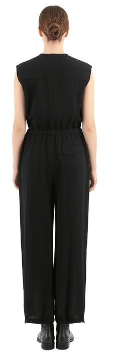 Emporio Armani Black Sleeveless Belted Jogger-Leg Jumpsuit-IT40