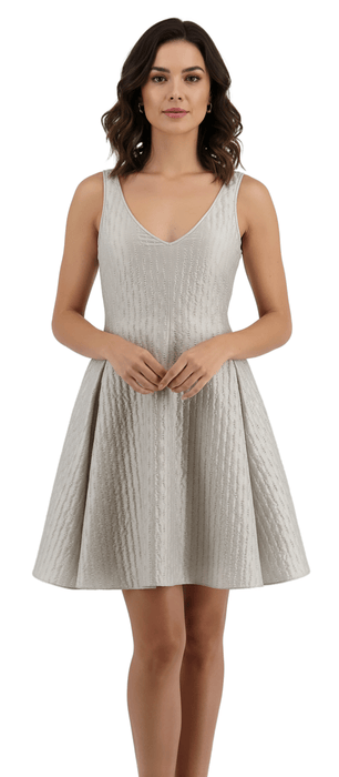 Emporio Armani Taupe Textured Jacquard Sleeveless Fit & Flare Dress-IT40