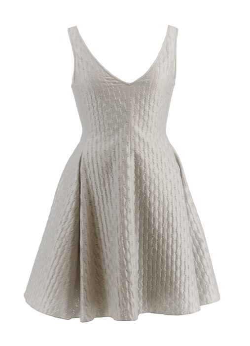 Emporio Armani Taupe Textured Jacquard Sleeveless Fit & Flare Dress-IT40