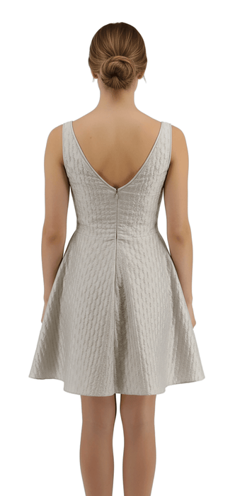 Emporio Armani Taupe Textured Jacquard Sleeveless Fit & Flare Dress-IT40