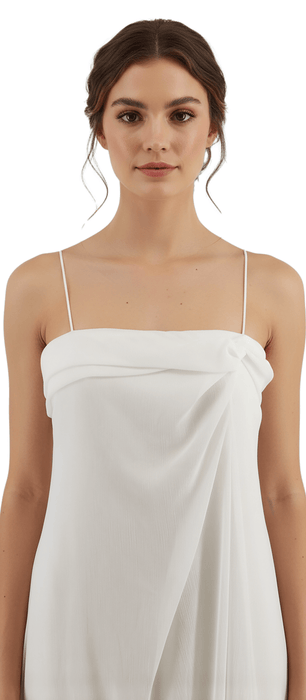 Emporio Armani White  Draped Spaghetti-Strap Evening Gown-IT40