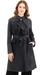 Emporio Armani Navy Blue Leather Womens Trench Coat-IT46