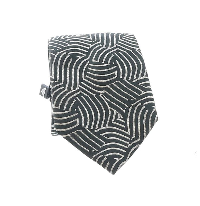 Emporio Armani Black  Silver wave pattern 100% Silk Mens Tie