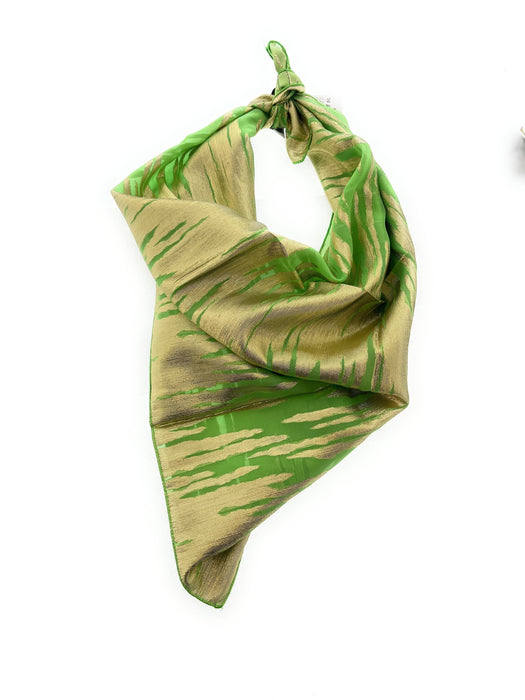 Dolce & Gabbana Bright Green Gold Print Womens Silk Scarf