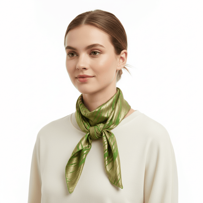 Dolce & Gabbana Bright Green Gold Print Womens Silk Scarf