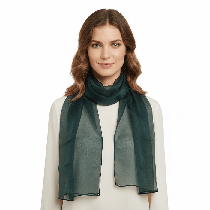 Dolce & Gabbana Forrest Green Solid Womens Silk  Scarf