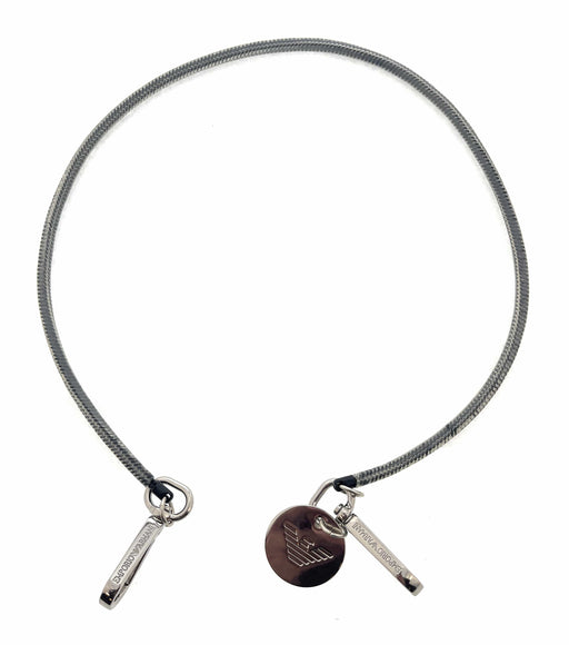 Emporio Armani Grey Rubber Cord Chain with Carabiner Clips