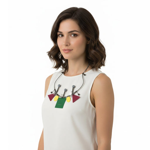 Emporio Armani Multicolor Resin  Multicolor Geometric Statement Necklace with Charms