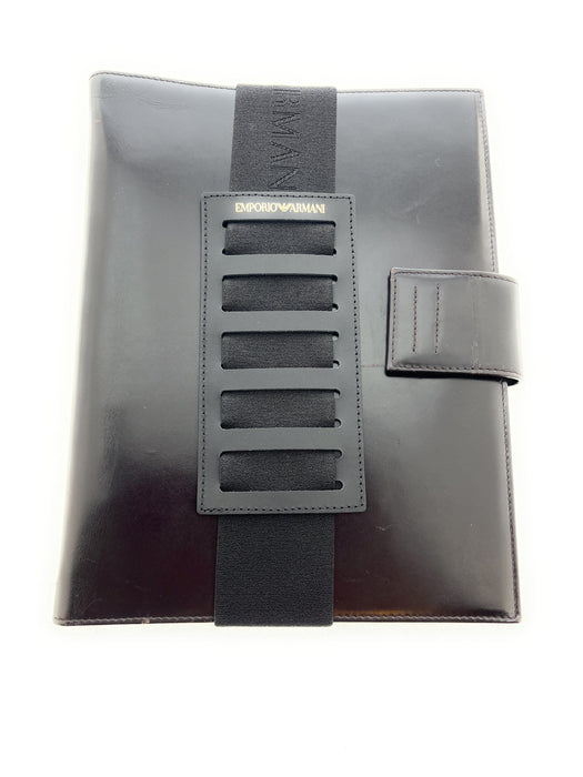 Emporio Armani Black Leather Notebook Belt