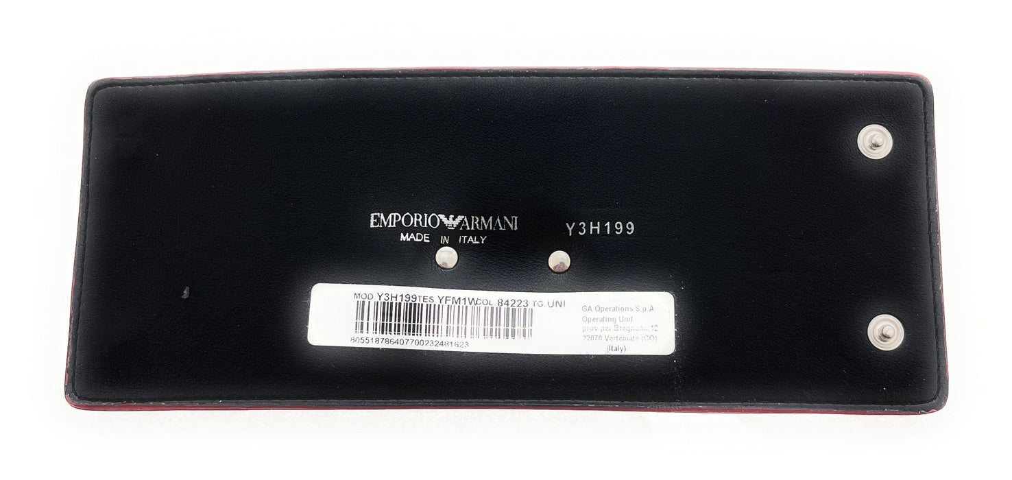 Emporio Armani Red Leather Cuff Bracelet with Eagle