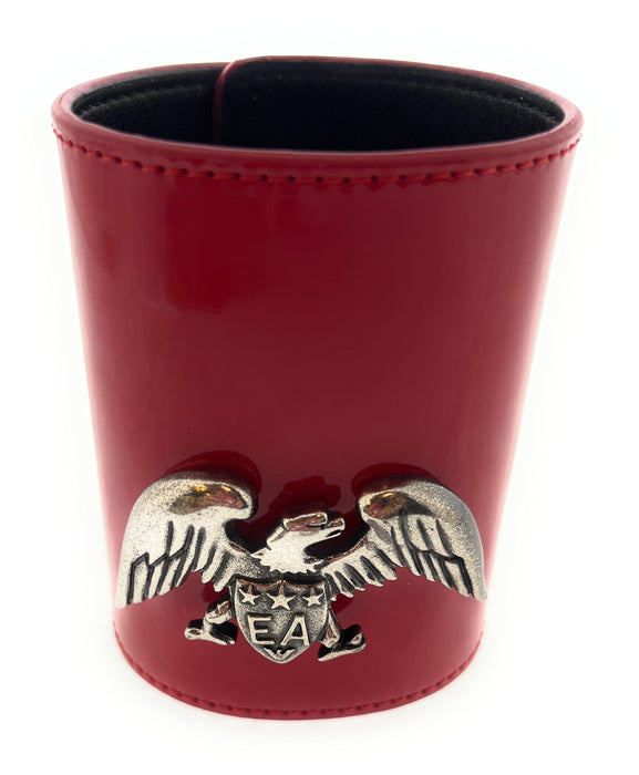 Emporio Armani Red Leather Cuff Bracelet with Eagle