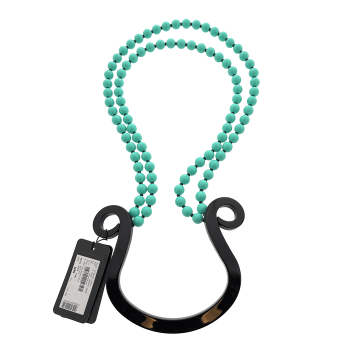 Emporio Armani Abrtract Green Statement Necklace with Beads Detail Necklace