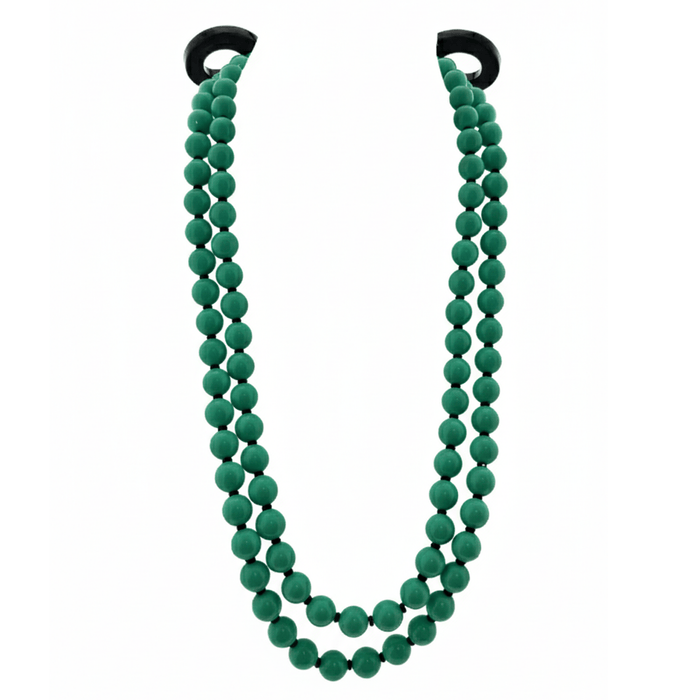Emporio Armani Abrtract Green Statement Necklace with Beads Detail Necklace